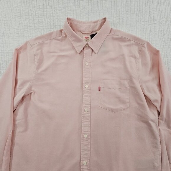 NWT Levi's Oxford Shirt Men's L Pink Long Sleeve Button Up NEW Spread Collar - Picture 5 of 16
